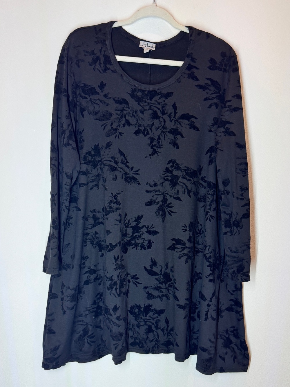 J for Justify Black Floral Burnout Long Sleeve Tunic